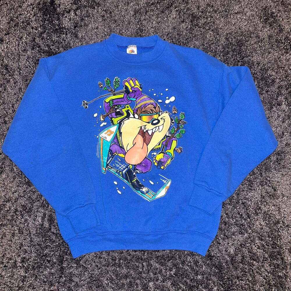 Vintage 1993 Taz Tasmanian Devil Skiing Sweatshirt Size Large G7